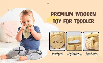 UdrCrafts® Natural Wooden Cars, Trucks & Helicpoter Toys Safe, Educational Toy Set for Toddlers Natural Wood Transportation Toys for Kids Eco-Friendly Transportation Play Set (Helicopter)