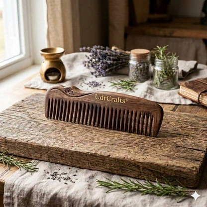 UdrCrafts® Luxury Handcrafted Wooden Hair Comb | Natural Eco-Friendly Wide Tooth Comb for Detangling & Daily Hair Care