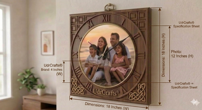 UdrCrafts® Custom Photo Wall Clock - Personalized Wooden Square Clock with Family Picture for Anniversary, Birthday, Marriage & Home Decor