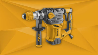 INGCO Rotary Hammer, SDS-Plus Heavy Duty Rotary Hammer Drill | 220 Volts | 1500W | 4400bpm | 5.5J with Vibration Control and Safety Clutch Including 3 drills and 2 chisels with Case, Yellow
