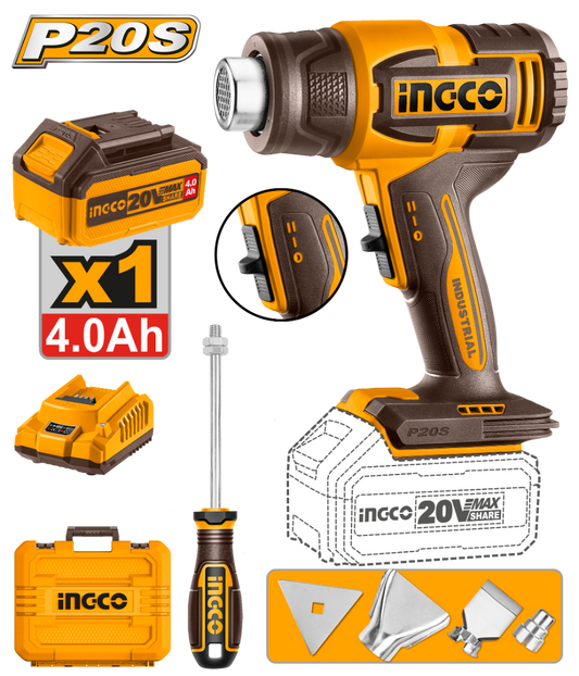 INGCO Cordless heat gun  HGLI20065