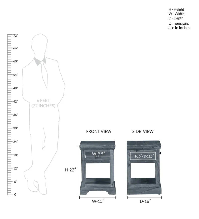 Udaipur Handicrafts Wood Bed Side Table